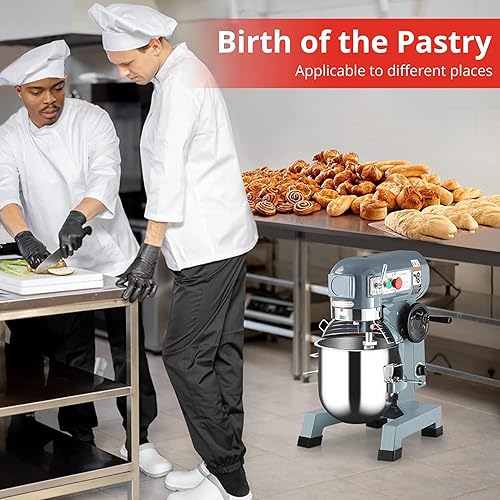 Miniatura 2 de Towallmark - Mezclador comercial de alimentos de 10 cuartos de galón con 3 velocidades 130/233/415 RPM, mezclador eléctrico de 450 W de alta