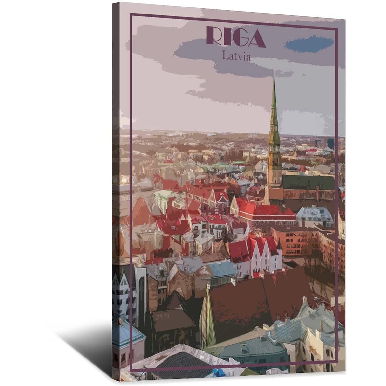 Riga Latvia Vintage Travel Poster Skyline Decorative Posters Modern Bedroom Canvas Art Poster Picture Painting Posters Wall Decor art Gift