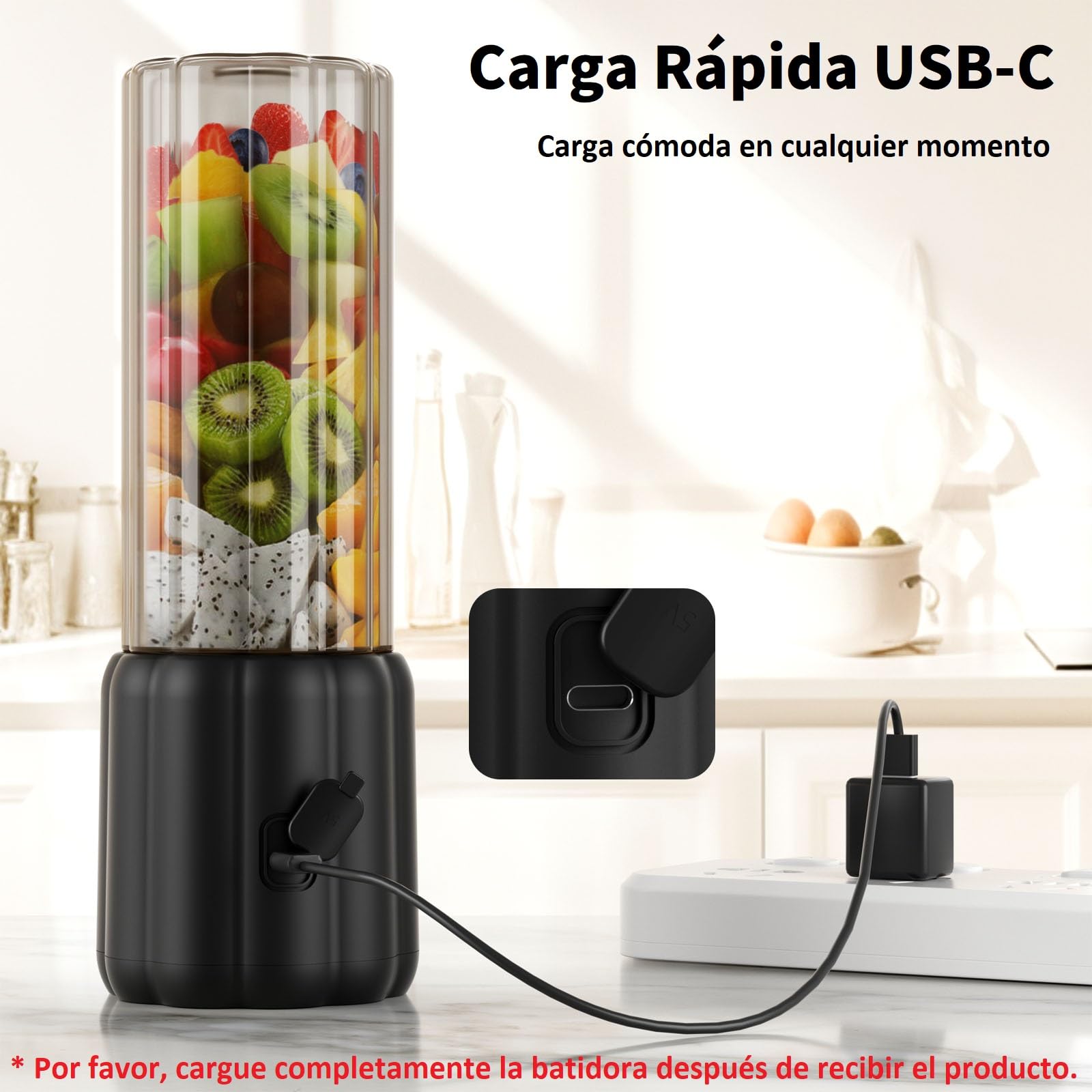 COKUNST Batidora Portátil, Mini Licuadora para Zumos y Batidos, 22000 RPM Trituradora de Alimentos con 6 Cuchillas, Vaso Exprimidor de 500 ml Tapa para Cocina, Deporte, Oficina