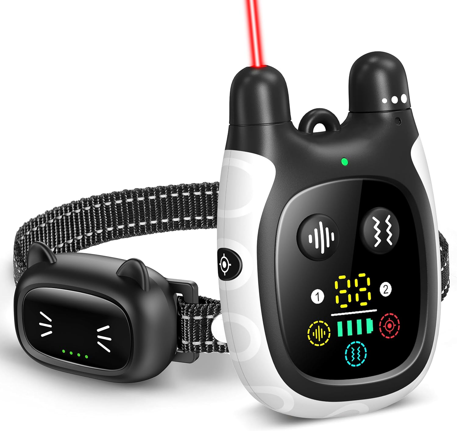 Cat Training Collar with Remote Control – 16-Level Vibration, 16 Sounds & 8-Mode Laser Pointer | IP67 Waterproof, Shock-Free Electronic Cat Toy to Help Adjust Feline Behavior