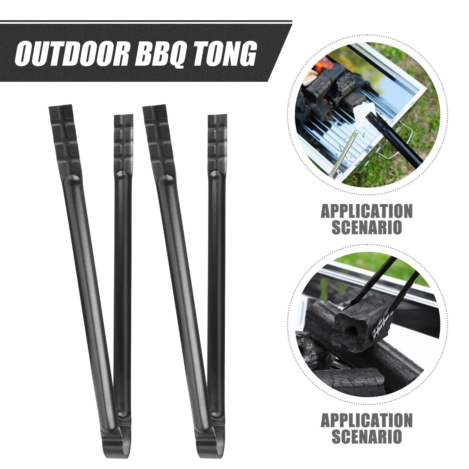 2 Pezzi di Clip per Carbone di Legna in Metallo per Barbecue, pinze da Picnic, Utensili per Barbecue in Ferro, pinzette Lunghe, robuste pinze per Legna da ardere (Nero)