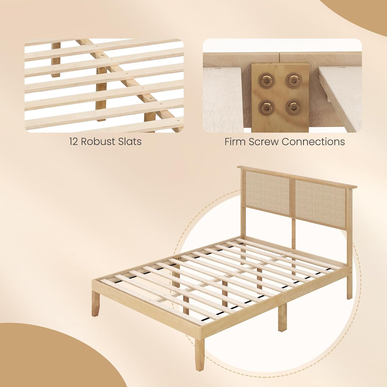 Detail of 12 robust slats and firm screw connections