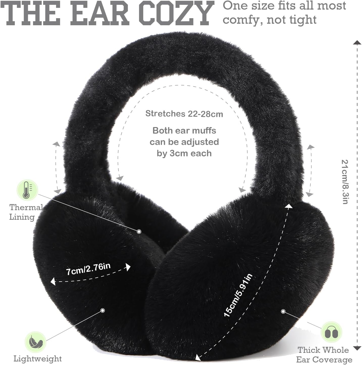 Women Winter Ear Muffs Warm faux fur Earmuffs Foldable Ear Warmer Ladies Ear Covers 1/2Pack - Image 5
