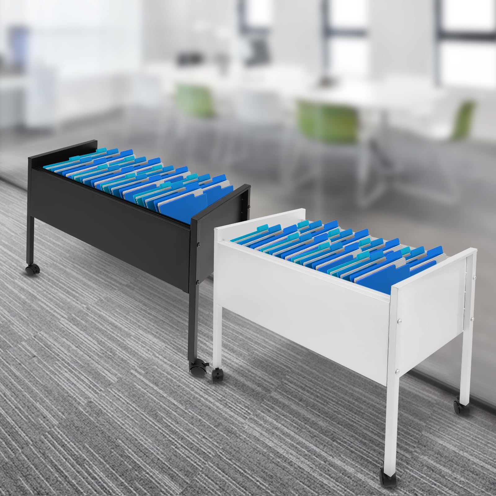 Armadietto arrotolabile con ruote, carrello portadocumenti arrotolabile per cartelle sospese, capacità di carico 30 kg, per uffici, sale conferenze, studio, appartamenti, argento, 70 x 37 x 60 cm
