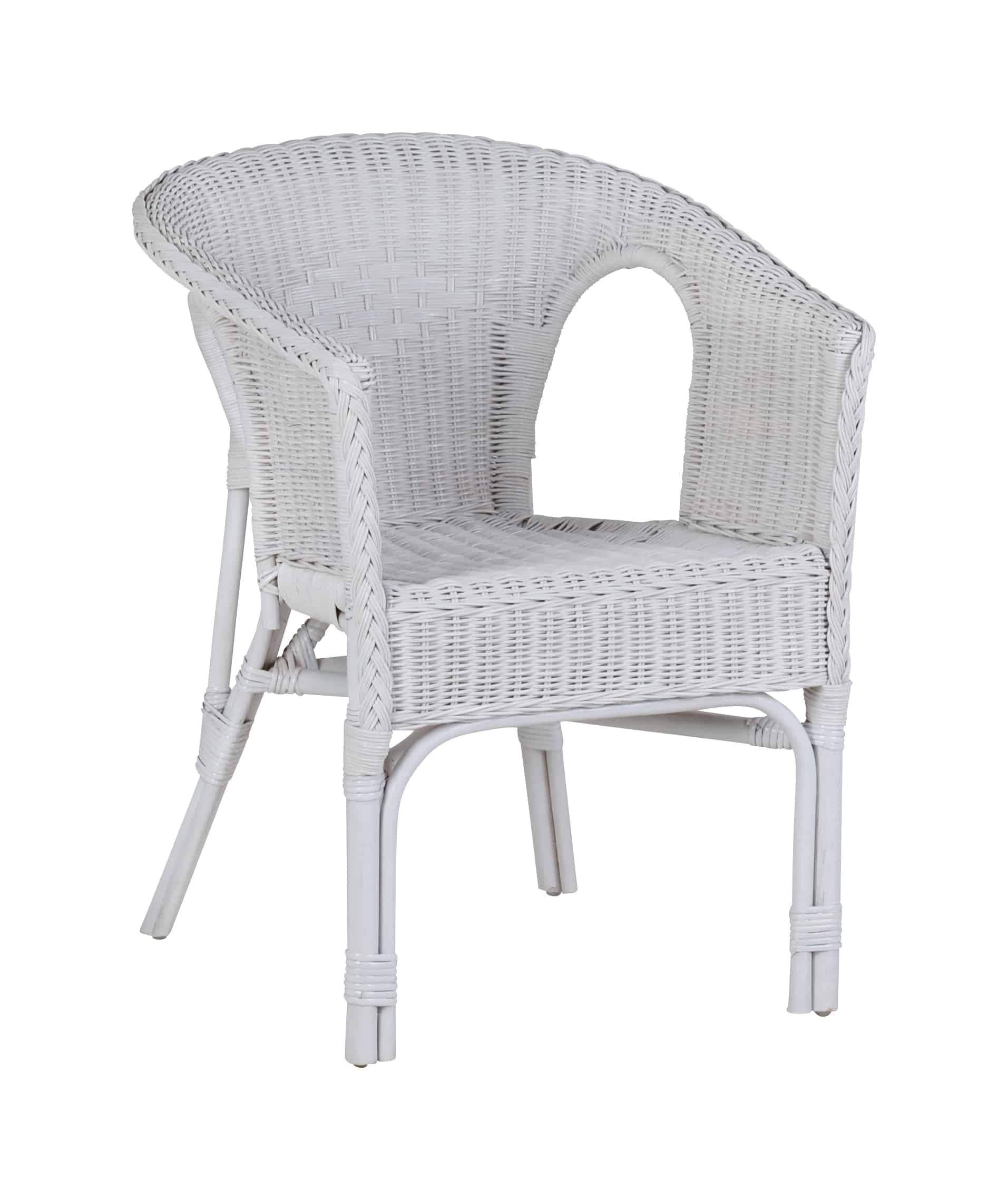 Armlehnstuhl Rattan 57x75x56 cm Landhausstil Rattan Weiß