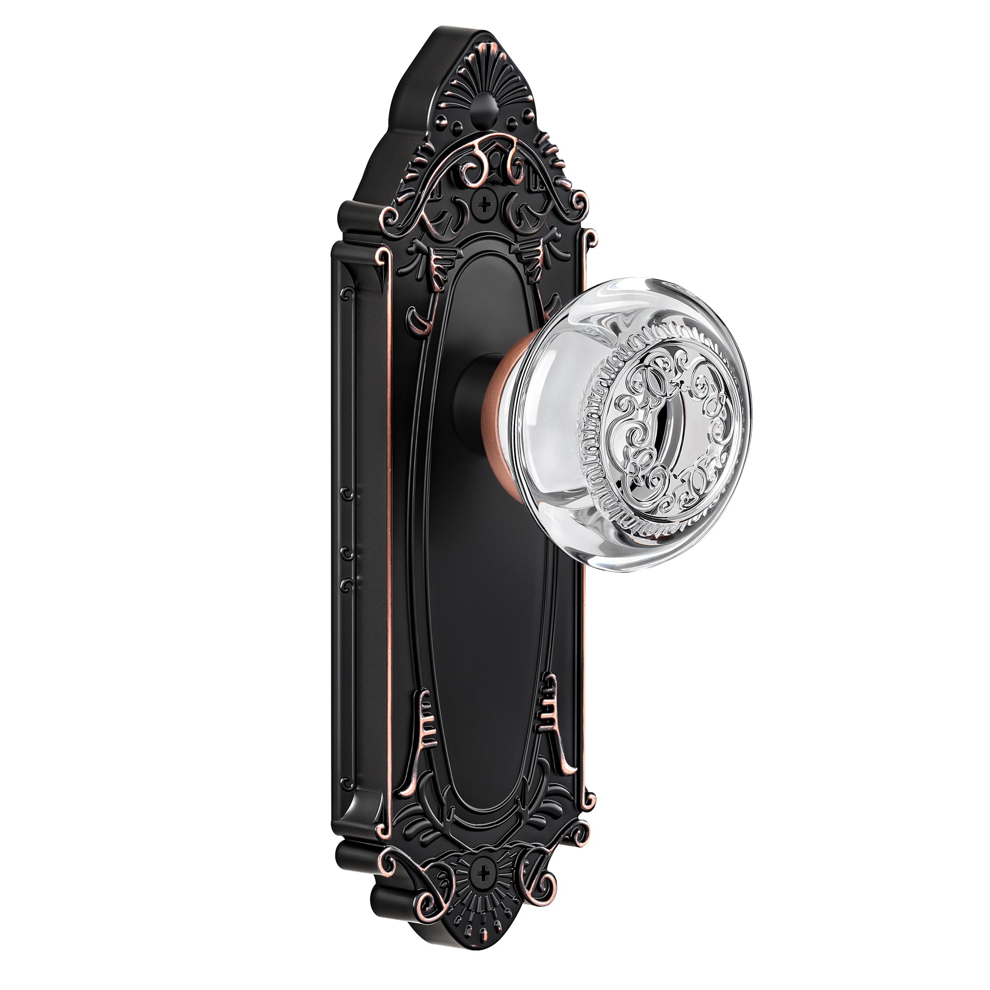 Crystal Door Knob Vintage Passage, Oil Rubbed Bronze Base Glass Door Handle Set for Bedroom, Bathroom, Hallway or Closet