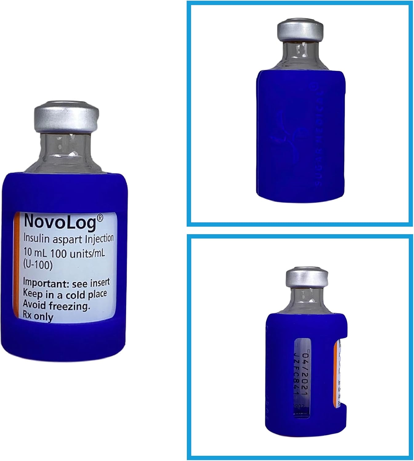 Buy Sugar Medical Insulin Vial Protective Sleeve. Silicone Cover to