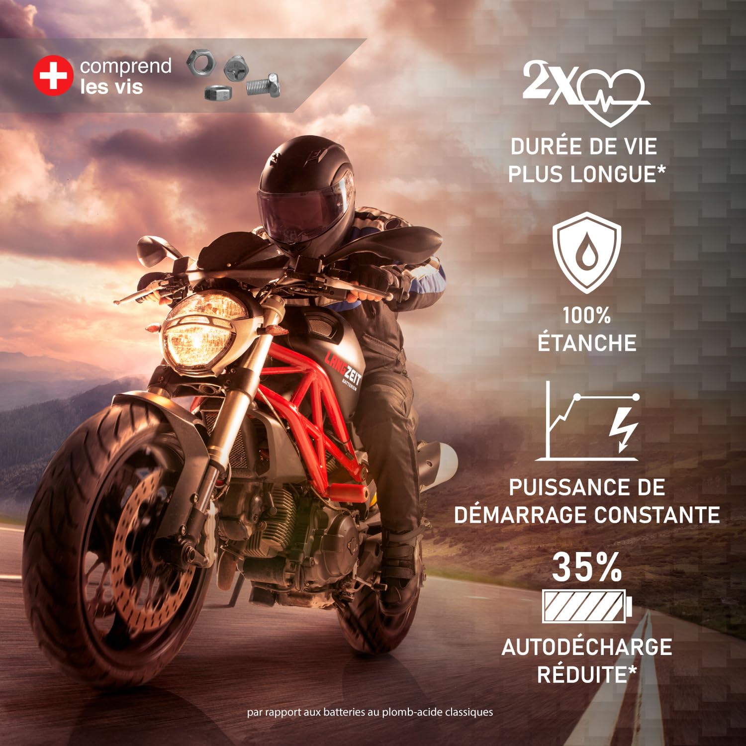 LANGZEIT YTX9-BS batterie moto 12V 9Ah GEL BTX9-BS 50812 remplace 8Ah