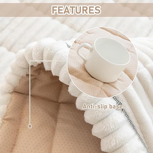 Miniatura 5 de LiveGo Fundas mullidas para sofá, para mascotas, protector de sofá para perros, funda protectora elegante de algodón, tapete para mascotas (blanco