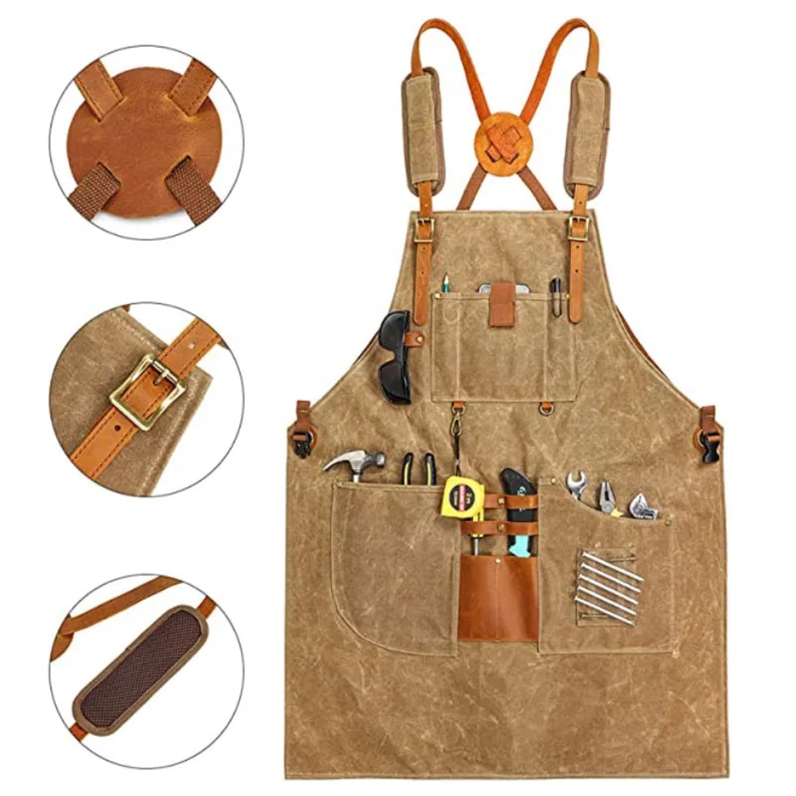 Delantal de lona gruesa, bolso mano, bolsillo multifuncional, overol carpintería, reparación mecánico automóviles, reparador, soldador, leñador, delantal para Soldadura, Herrero