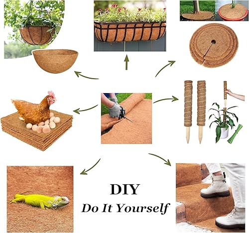 Miniatura 5 de CraftVie Rollo de revestimiento de coco de 12 x 80 pulgadas con grosor de 0.3 pulgadas, fibra de coco 100% natural para uso versátil en forros de