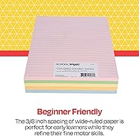 Vista 5 de School Smart Ruled Exhibit Paper, 8-1/2 x 11 Inches, Assorted Colors, 500 Sheets - 085454
