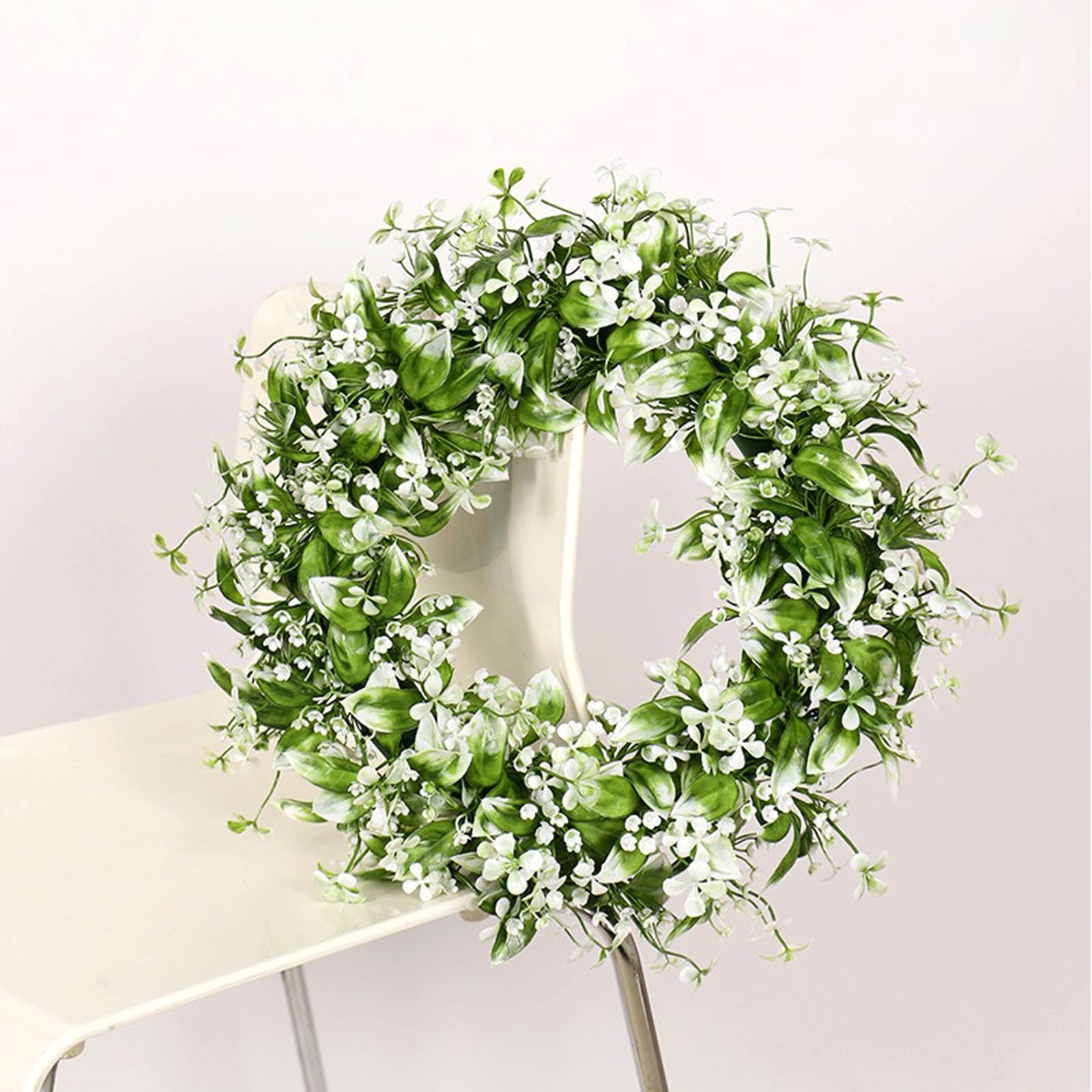Ghirlanda di benvenuto per porta d'ingresso, per primavera ed estate, per porta d'ingresso, ghirlanda esterna per porta d'ingresso, 45 x 45 cm, cartello primaverile ed estivo, decorazione da