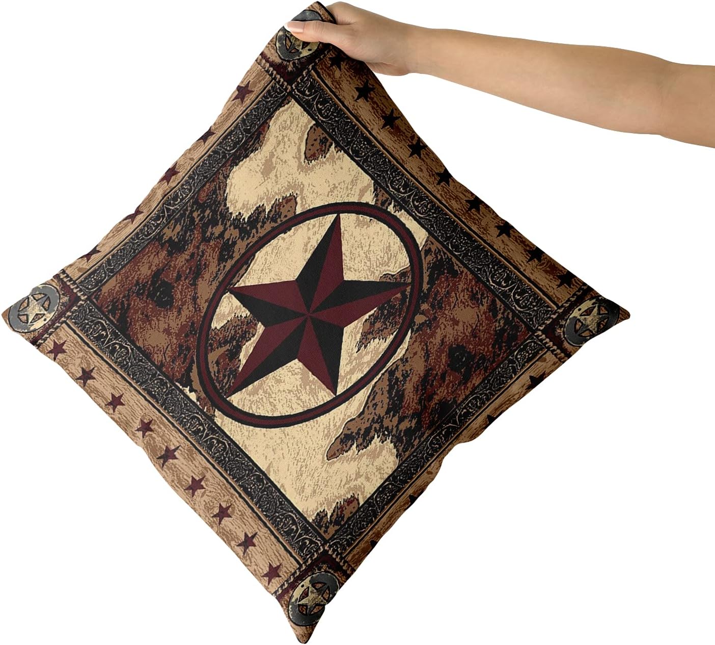 Giwawa Western Texas Star Pillow Cover - Rustic Farmhouse Decorative Throw Pillow Covers Vintage Western Style Retro Cushion Cover for Sofa Car Bench Living Room Home Decor 18 x 18 Inch Set of 2 - Image 7