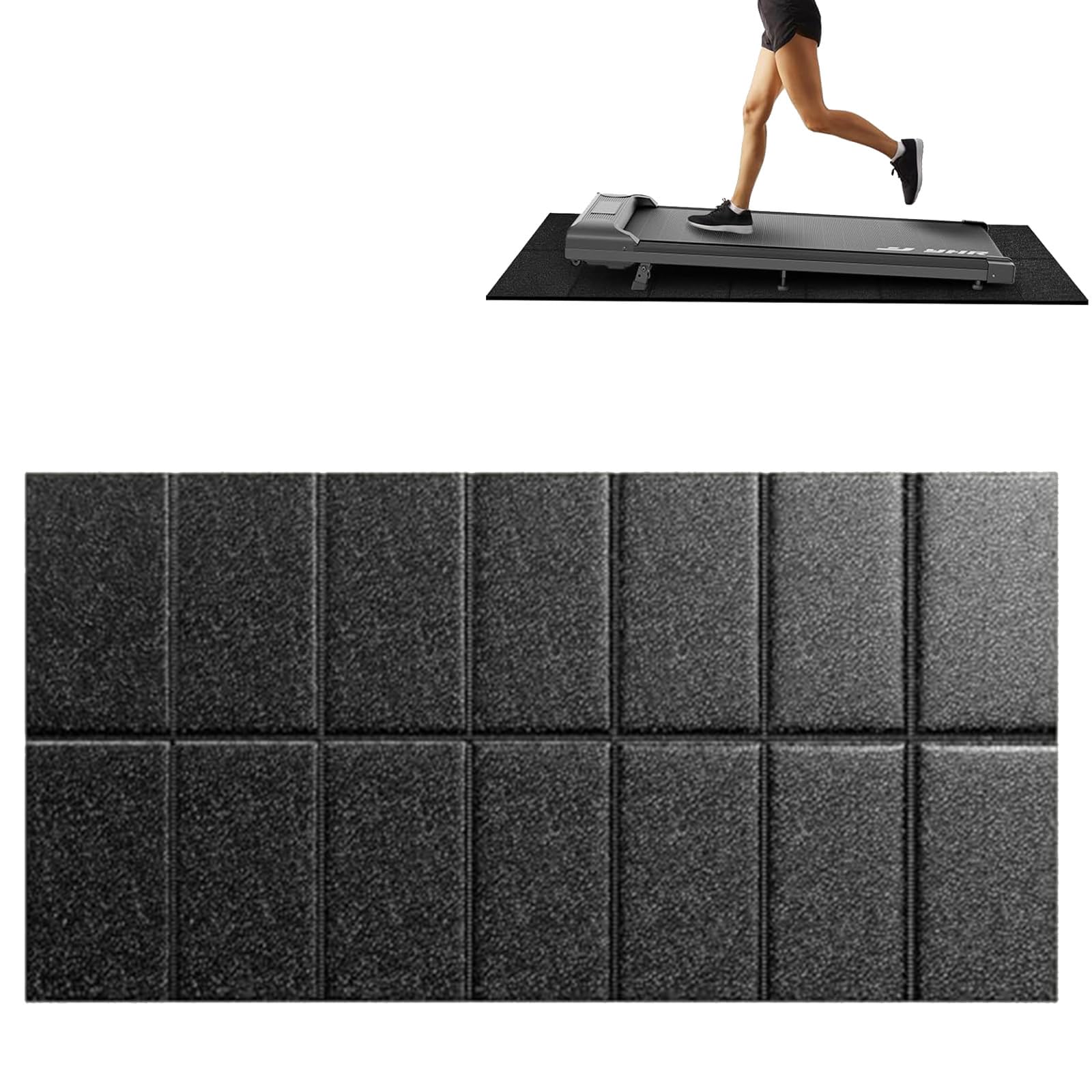 Laufbandmatte, Bodenschutzmatte 140x60 cm Faltbar, Hochdichte PVC zur Schalldämmung & Stoßdämpfung, Unterlage für Fitnessgeräte wie Laufband, Heimtrainer, Cross-Trainer