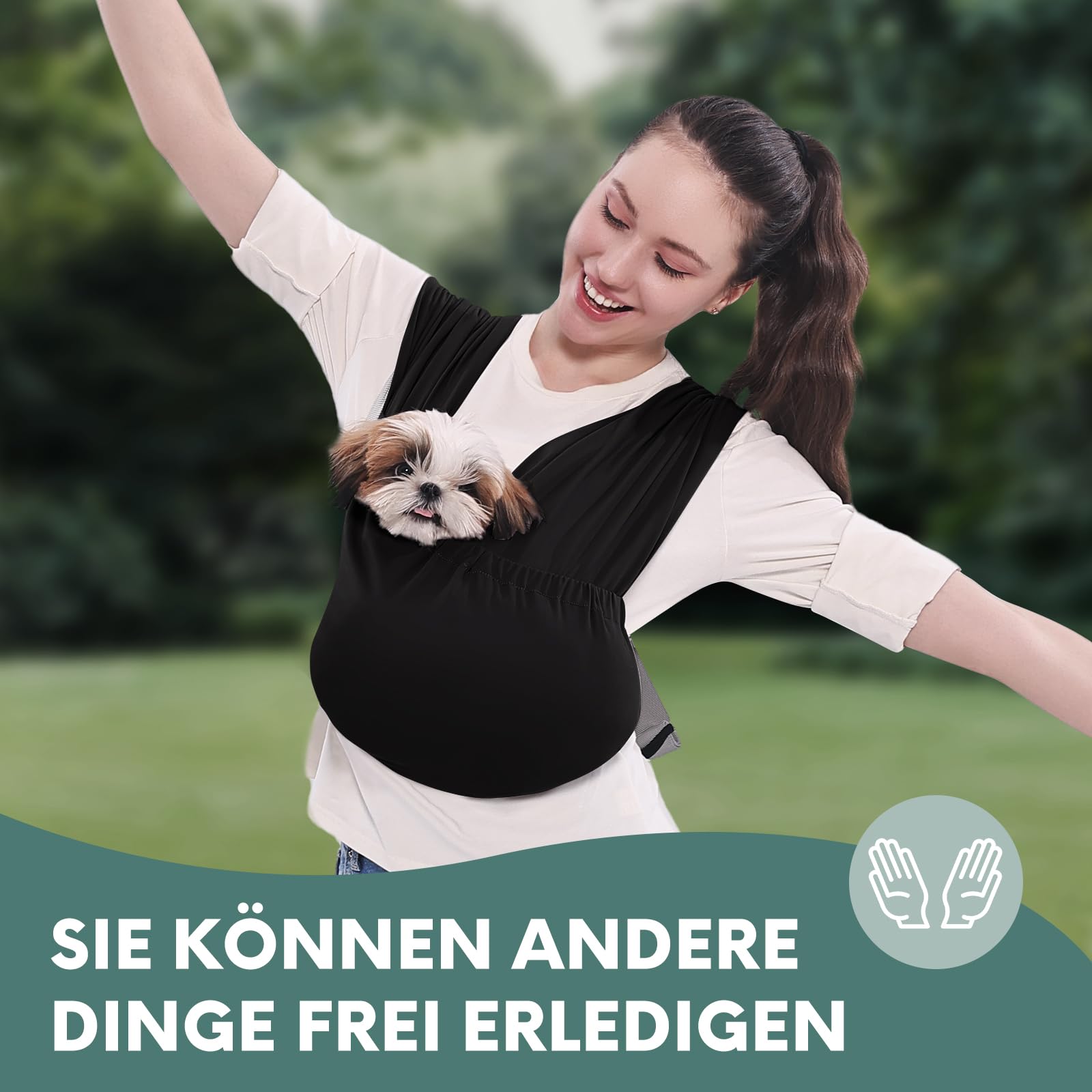 Supet hundetasche für kleine Hunde, freihändig verstellbare doppelt breite Hundetragetasche, entlastet Rücken und Nacken, angstlindernde Fronttasche für Welpen, weiche atmungsaktive Hundetragetasche