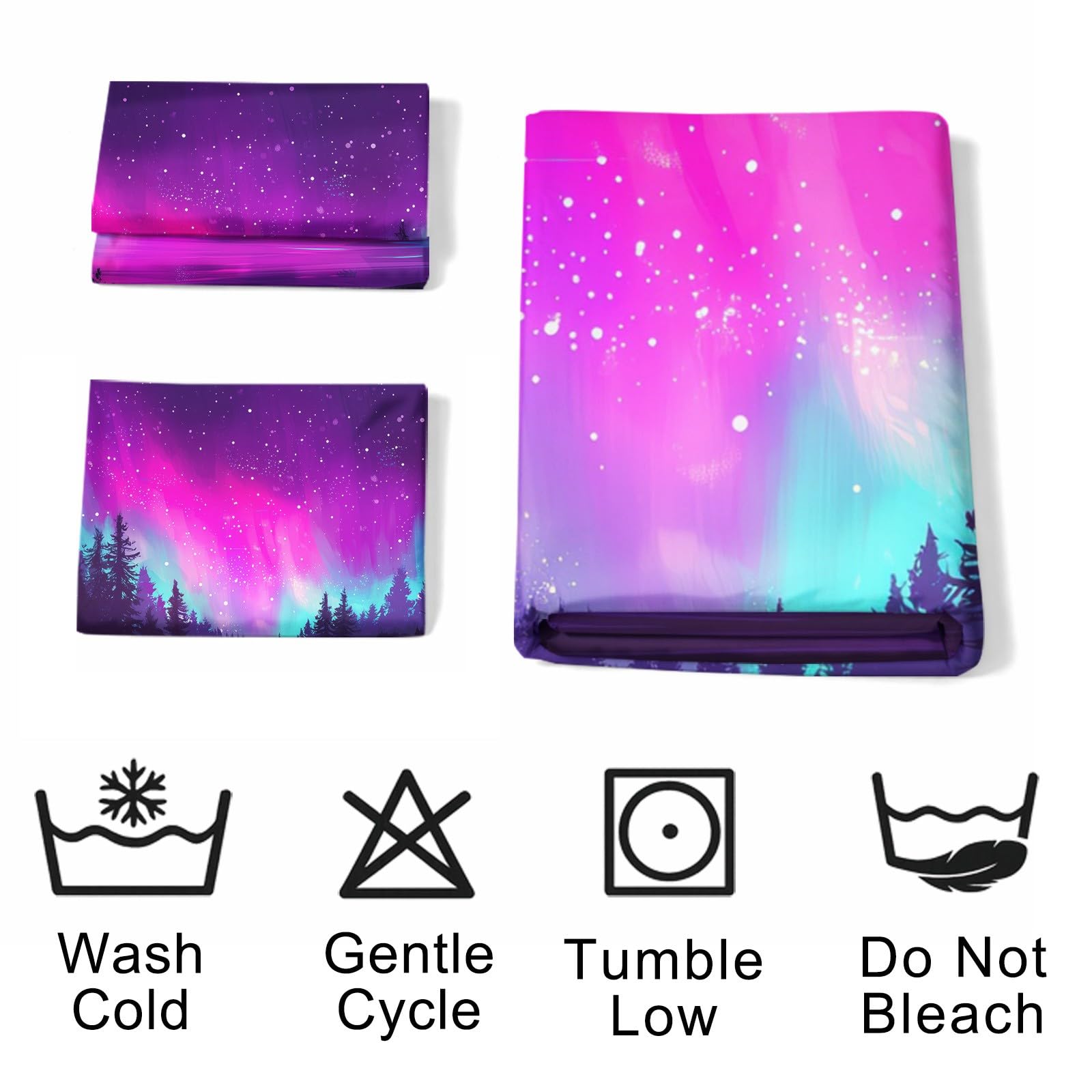 Générique Fantasy Aurora Poszwa na kołdrę Dreamer Lake Forest Zestaw pościeli Zestaw pościeli Dzieci Dorośli 260 x 240 cm z miękką poszewką na poduszkę Dekoracja pokoju, fioletowy