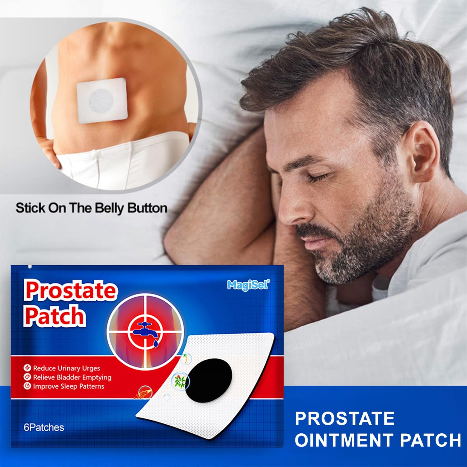 Parches para el Cuidado de la próstata, Parches para la vejiga,Parche corporal, dirigido a las molestias de la próstata masculina, que mejora la fertilidad y la resistencia 6Pcs