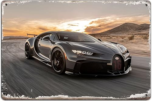 REEJAN Metal Tin Sign Bugatti chiron pur sport Wall Decor Fun Decoration for Home Kitchen Bar Pub Man Cafe Room Garage Vintage Retro Plaque Posters