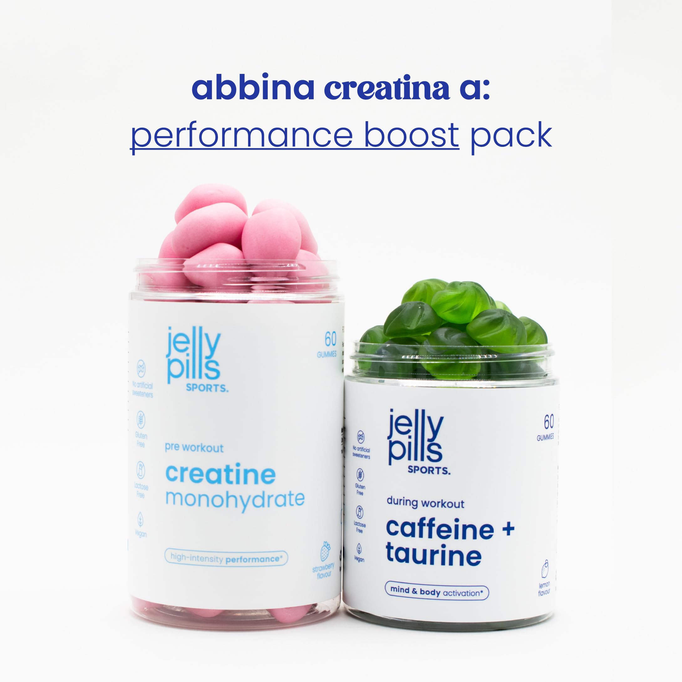 Gummies Créatine Monohydrate pure – 1,5 g par Gummy – 60 Gummies véganes – Pré-Entraînement Force, Performance Physique et Mentale – Renforcement Cognitif – Goût Fraise – Jelly Pills Sports – 1 mois