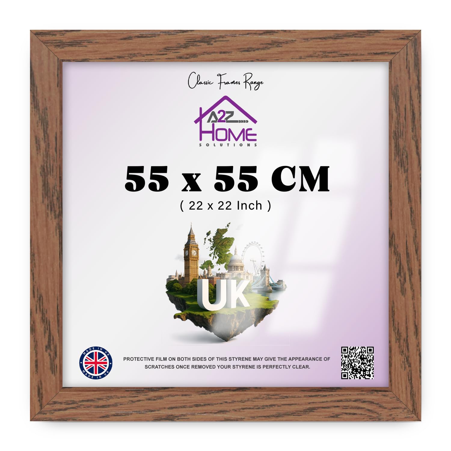 A2z Home Solutions Dark Oak — Modern Poster Frame (55 X 55 Cm | 22 X 22 Inch) With High Definition Perspex Front | Vertical Or Horizontal Orientation Ideal For Home Decor And Art Galleries Finish