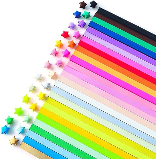 540 Sheets Origami Stars Paper, Double Sided 27 Colors