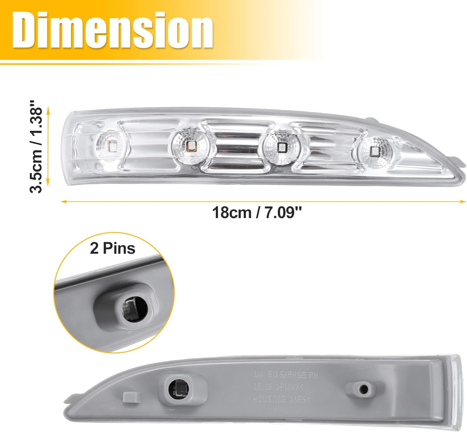 X AUTOHAUX Car LED Front Right Side Mirror Turn Signal Light No.87624-2S200 for Hyundai Tucson 2010 2011 for Hyundai Ix35 2010 2011 2012 2013 2014