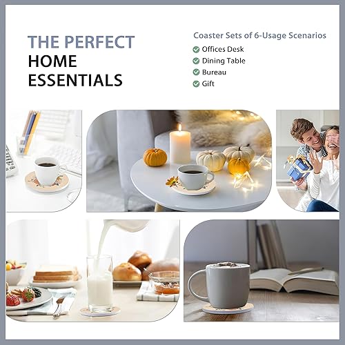 Miniatura 7 de 6 piezas de portavasos para bebidas con soporte, retro 70s 60s con flores hippie florales absorbentes con respaldo de corcho, gran regalo para