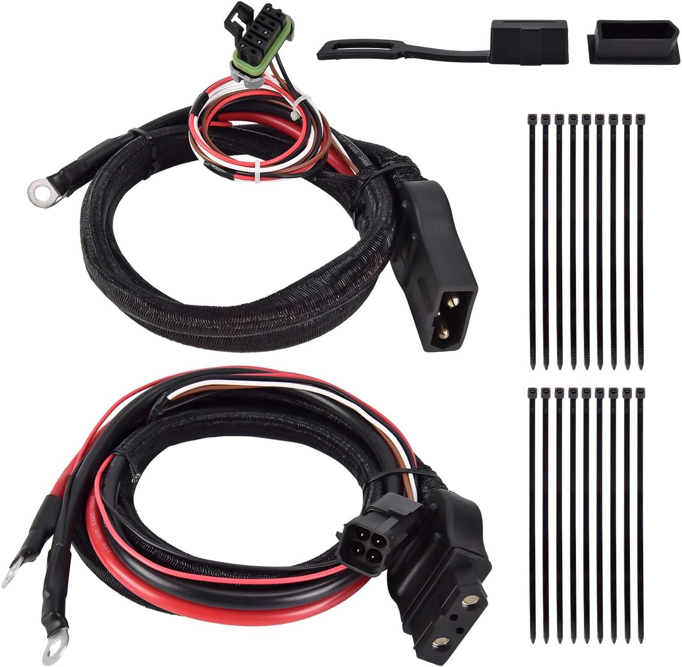 42014 42015 4 Pin Truck and Plow Side Battery Cable Fits for Western SnowEx Fisher Blizzard Snow Plow Replace# 48295, Power Cable Wire Harness w/Dust Cover