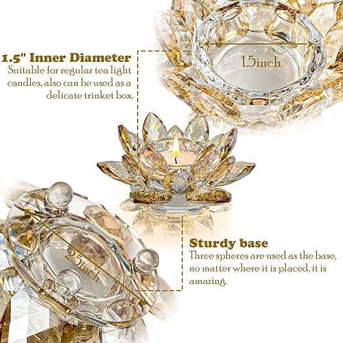 Miniatura 9 de Kolnlala Candelabro de cristal con flor de loto, candelabros de cristal para decoración de Navidad, hogar, boda, fiesta (limpio 1 unidad)