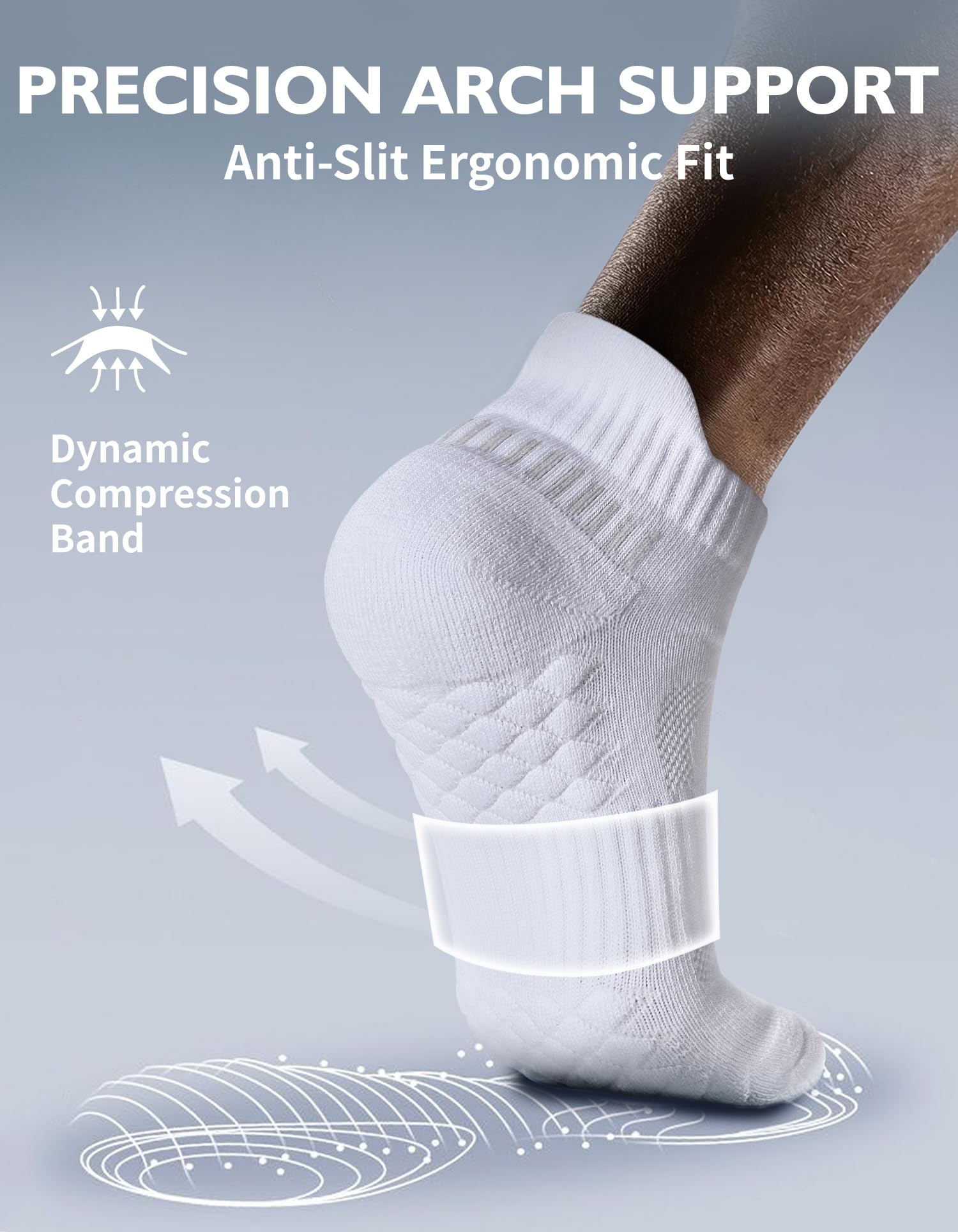 CLOSEMATE 6 Paires Chaussettes Sport Homme 39-42 43-46 47-50 Socquettes Femme en Coton Rembourré Anti-ampoule Respirant pour Running Tennis Travail en Blanc Noir