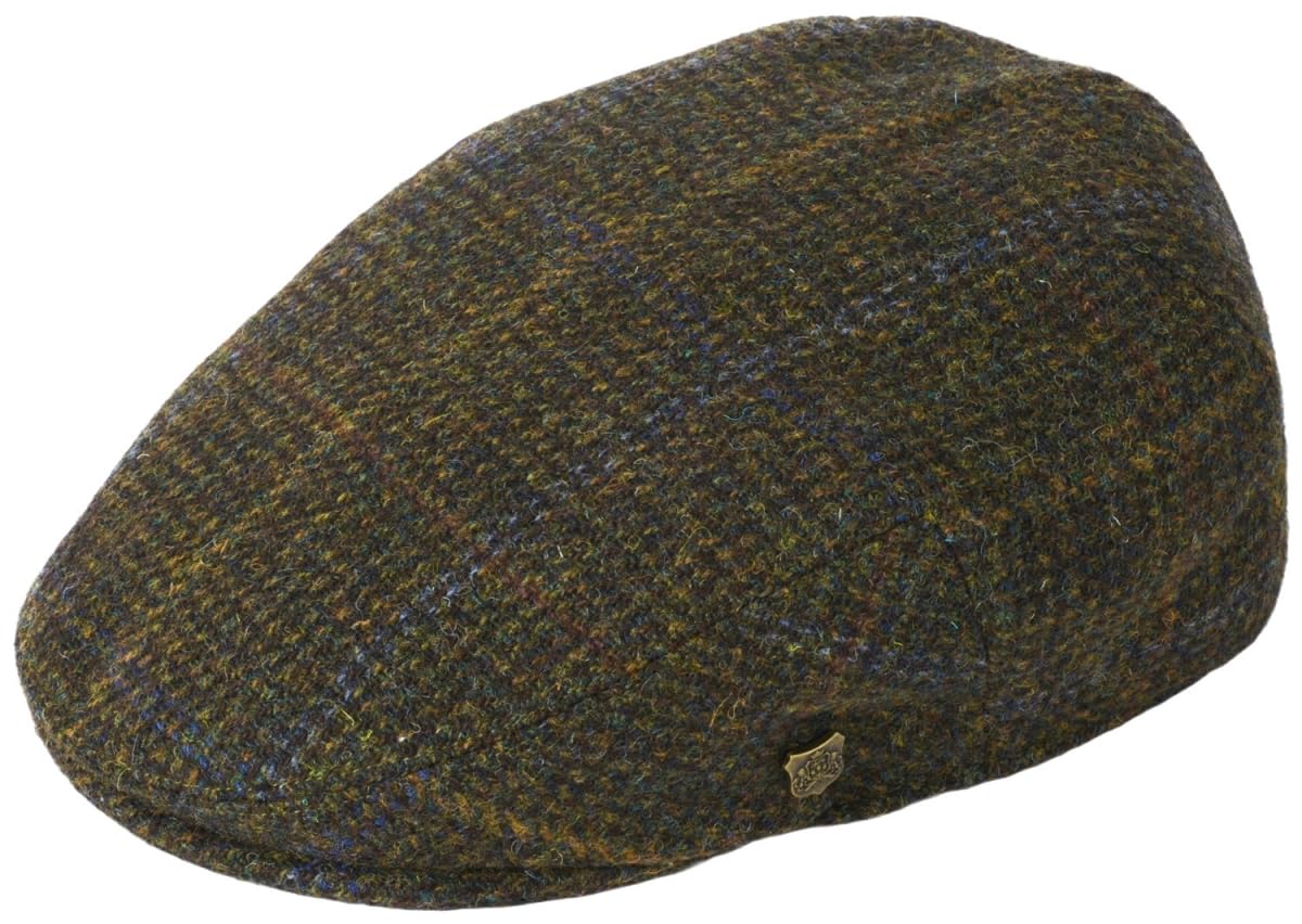 Failsworth Millinery Stornoway Harris Tweed Flat Cap (Latest Version) - Pattern 5080 - Brown, Medium (57cm)