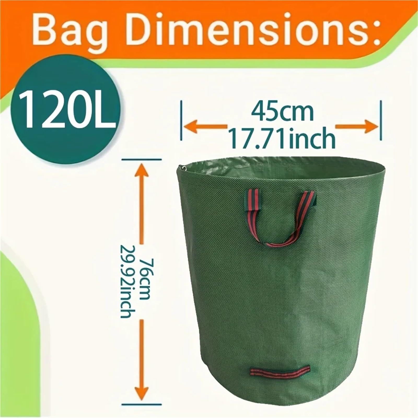 3-teiliges Set aus strapazierfähigen PP-Gartenabfallsäcken – wiederverwendbare Gartenabfallsäcke for Pflanzen, Gras-Organizer Für Grünschnitt Laub(120L)