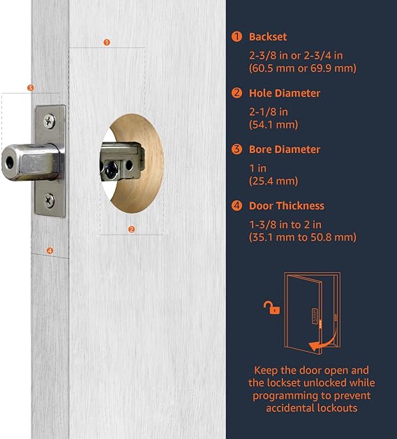Amazon Basics Traditional Electronic Keypad, Keyless Entry Door Lock Deadbolt with Handle Set, Easy Installation, Matte Black