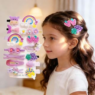 14-Pcs Hair Accessories for Girls,Colorful Hair Clips for Toddlers(Purple02)