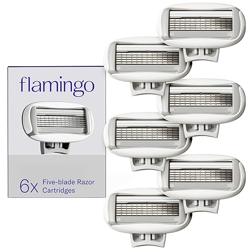 Flamingo Cartuchos de repuesto originales para mujer, 6 unidades, maquinillas de afeitar de 5 hojas para mujer