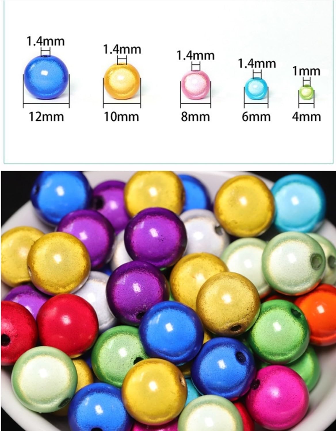 Geaanen Lot De 60 Perles Magiques Réfléchissantes 3D Acryliques De 12 Mm - Multicolores - Bijoux DIY