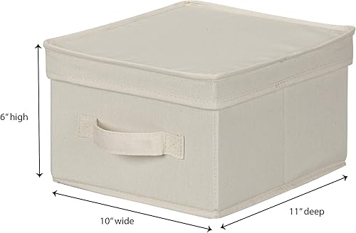 Miniatura 7 de Household Essentials 111 - Caja de almacenamiento con tapa y asa, lona beige natural, tamaño mediano, ribete natural (paquete de 2)