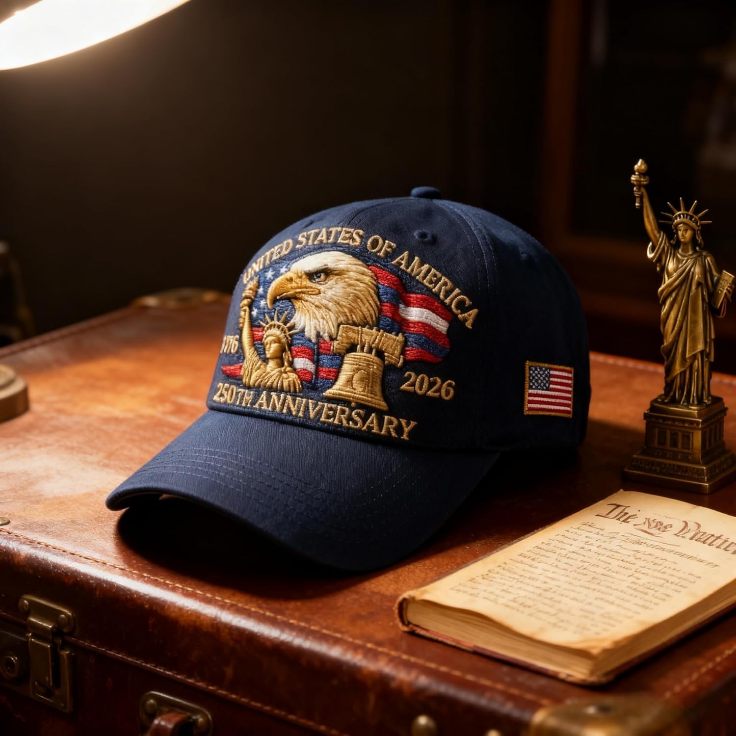 250th Anniversary USA Hat - Bald Eagle Embroidery Patriotic Baseball Cap, Eagle & Liberty 250 Year American Anniversary Hat - Image 8