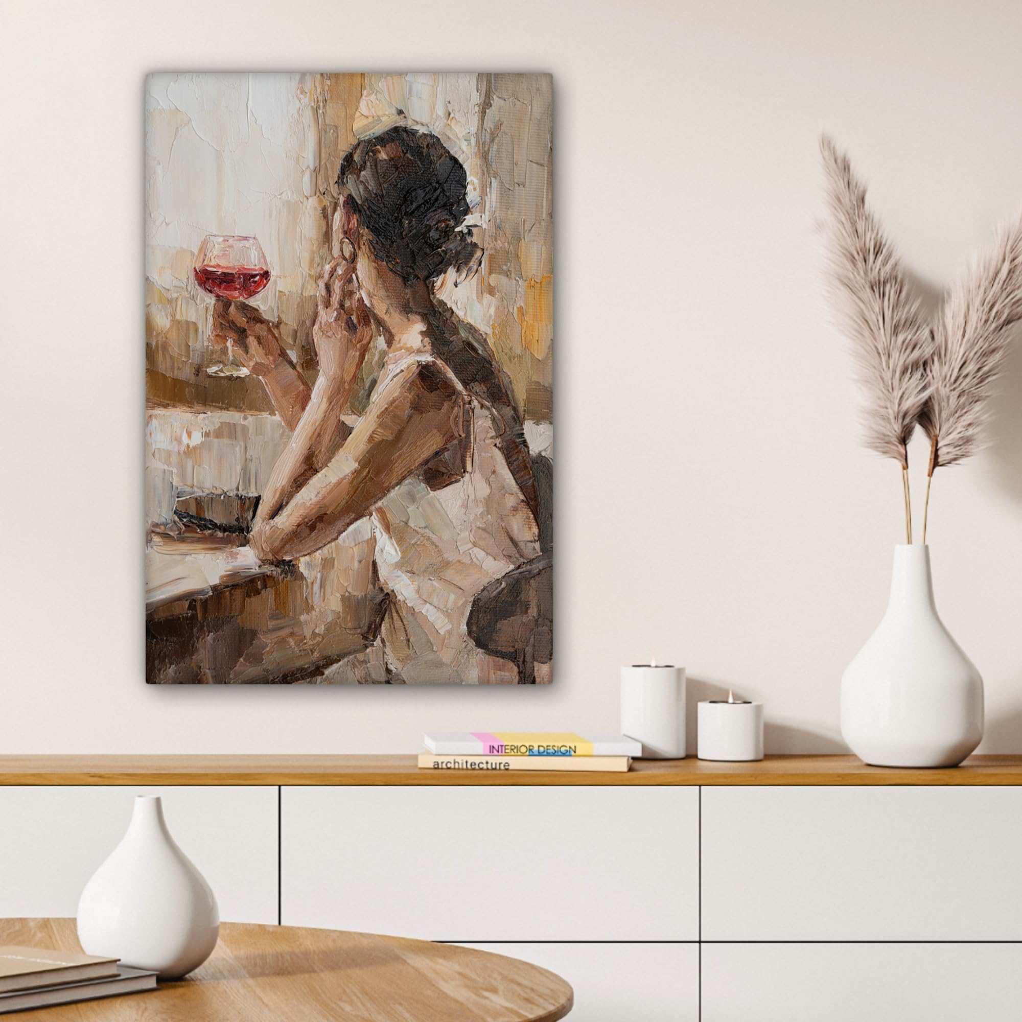 Quadro Moderno Per Soggiorno 30x40 Cm - Stampe Su Tela Con Cornice, Design Tarassaco Beige - Foto 3