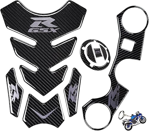 Tapa de gas de fibra de carbono real, almohadilla de tanque, extremo frontal superior de triple árbol, calcomanías de abrazadera superior,