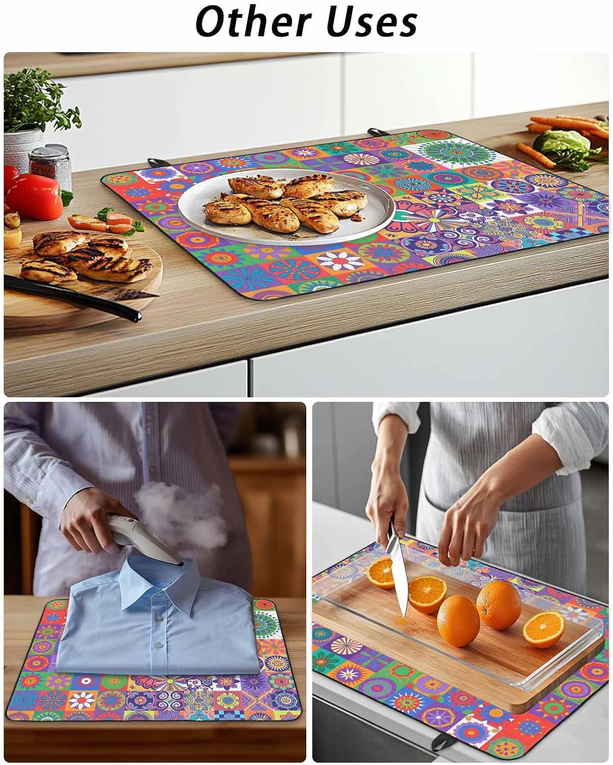 Stove Top Cover Ethnic Tribal Style Stove Cover for Electric Stove Top Geometric Mantoro Vintage Floral Purple Glass Cooktop Covers Anti-Slip Mat Heat Resistant Countertop Protector 28.5"x20.5"