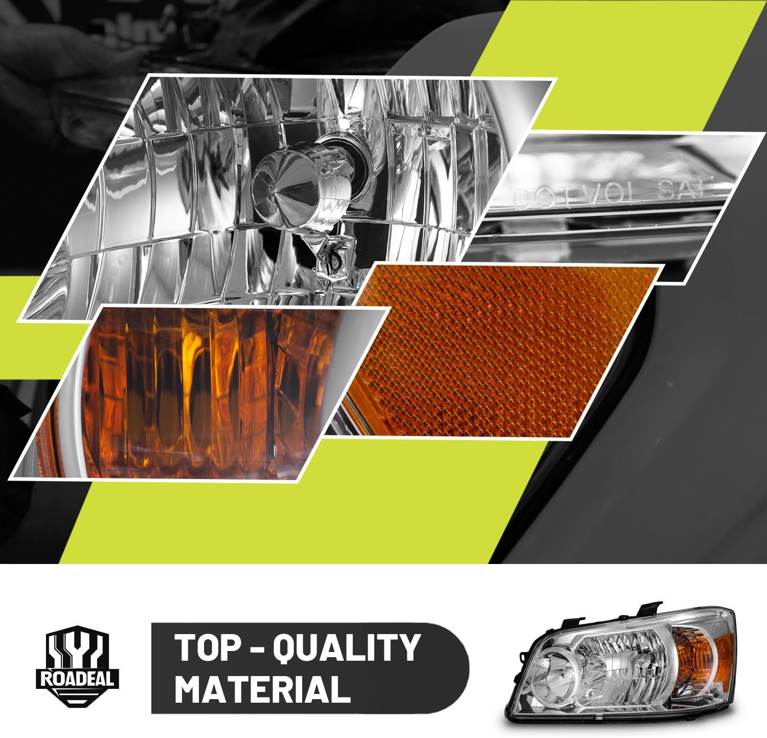 Headlights Assembly W/Bulbs for 2004-2006 Toyota Highlander, Sport Utility Headlamp Replacement Left + Right Side