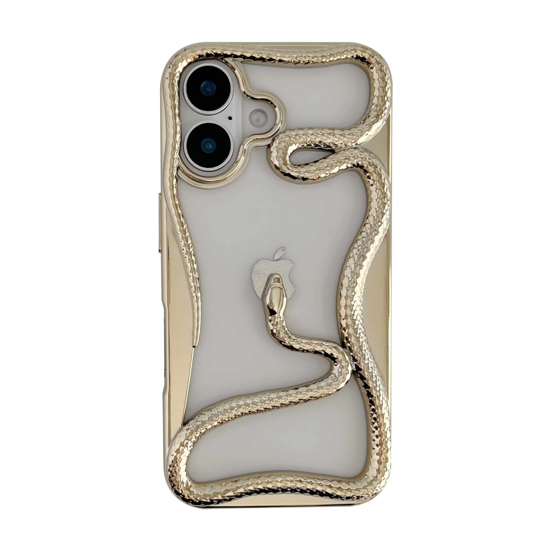 FLIRACON Cute Cool Hollow Solid Color 3D Snake Heat Dissipation Soft Phone Case Compatible with iPhone Case(P- Gold,for iPhone 16 Pro Max)