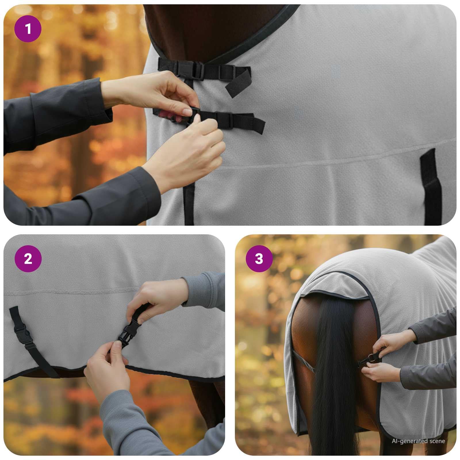 vidaXL Manta de caballo de poliéster gris claro y rosa, moderna, ecuestre, funda extraíble para caballo, capa cálida, funcional, elegante accesorio para exteriores