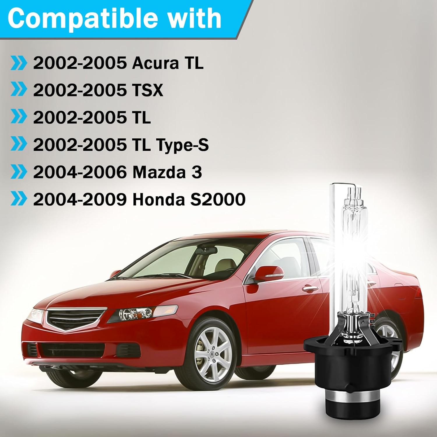 2 Pcs Xenon HID Headlight Ballast W/ Igniter & D2S Bulb Compatible with 2002-2005 Acura TL/TSX/TL Type-S, 2004-2006 Mazda 3, 2004-2009 Honda S2000 Replaces X6t02993 X6t02981 X6t02991 X6t02971