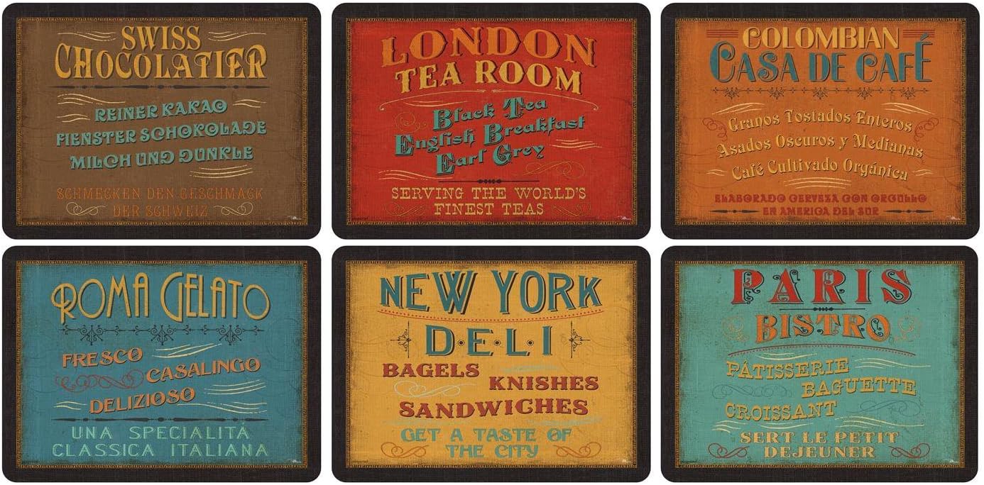 Portmeirion Home & Gifts Pimpernel Earth Slate Placemats, Set of 6, 30.