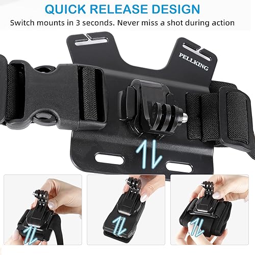 Miniatura 3 de Kit de accesorios para Insta360 One X5/X4/X3/X2/X, One R, X y GoPro Hero 9, nuevo soporte de correa para la cabeza de liberación rápida + arnés de