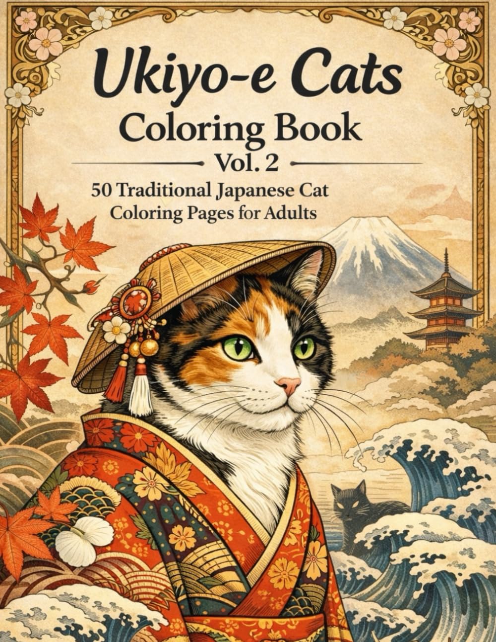 Ukiyo-e Cats Coloring Book Vol.2: 50 Traditional Japanese Cat Coloring Pages for Adults