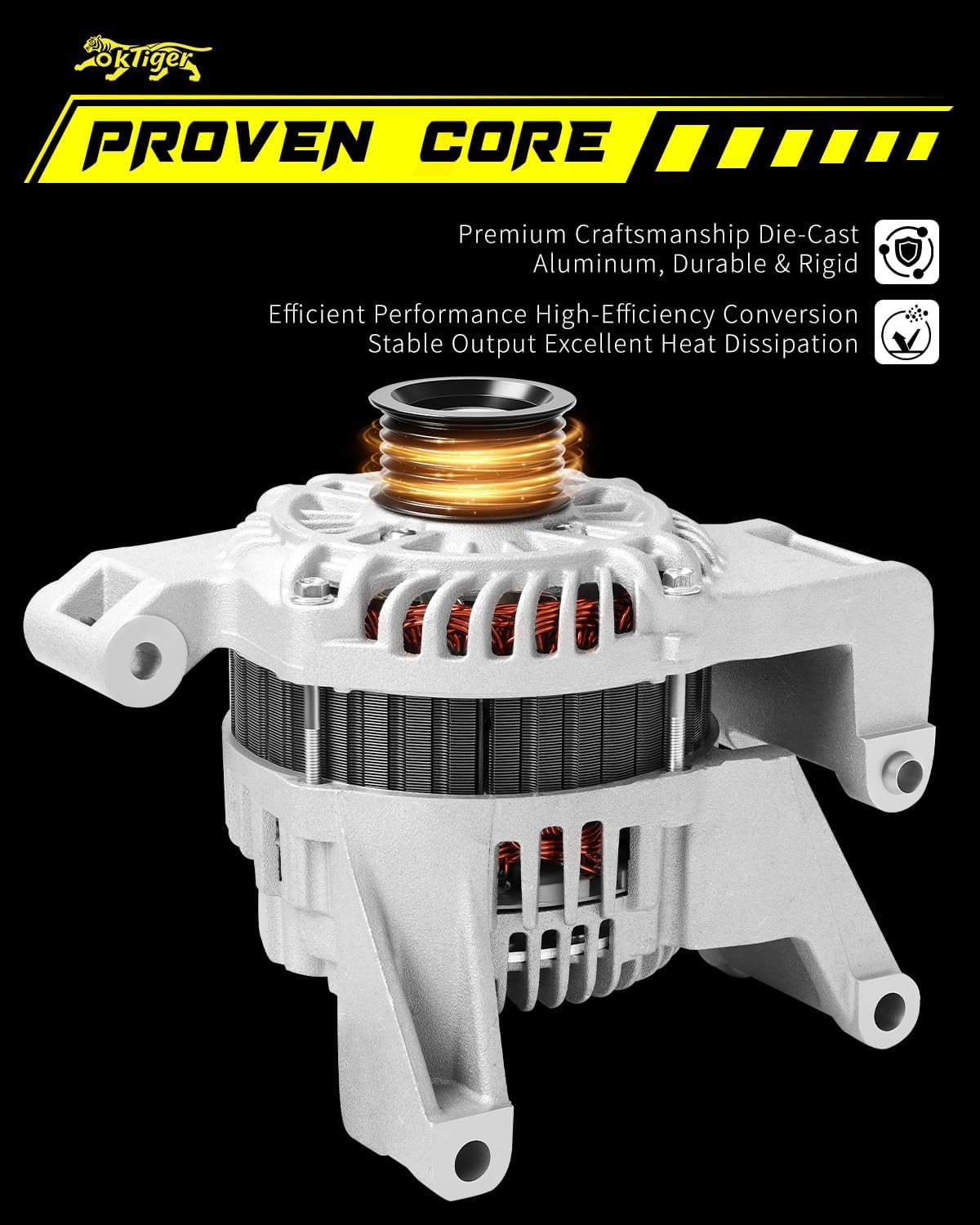 Oktiger 100A Upgraded Alternator for Mazda 3 i 2010 2011 2012 2013 2.0L, Fit for Mazda 3 i 2010-2013, Replacement Alternator, L4 12V 100A Clockwise 6-Groove Pulley, OE A002TJ0791